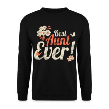 Tante Design Best Aunt Ever Vintage Geschenk - Unisex Pullover - Schwarz - Vorne - Alina (178cm) & Michal (187cm)