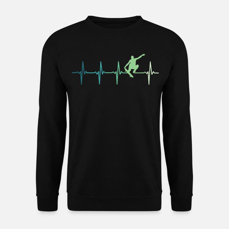 Skater Skater Heartbeat Skateboard - Unisex Pullover - Schwarz