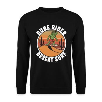 Leguan-Wüsten-Surf-Dünen-Reiter Retro - Unisex Pullover - Schwarz - Vorne - Alina (178cm) & Michal (187cm)