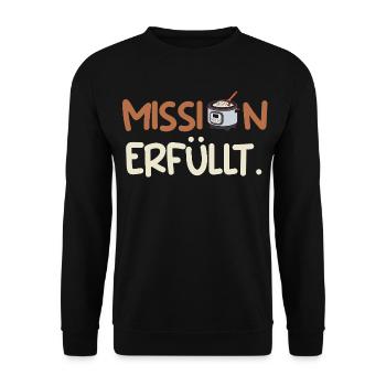 Küchenchef MISSION ERFÜLLT Lustiges - Unisex Pullover - Schwarz - Vorne - Alina (178cm) & Michal (187cm)