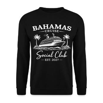 Bahamas Cruise Social Club Est 2027 - Unisex Pullover - Schwarz - Vorne - Alina (178cm) & Michal (187cm)