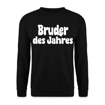 Bruder des Jahres – Herz - Unisex Pullover - Schwarz - Vorne - Alina (178cm) & Michal (187cm)