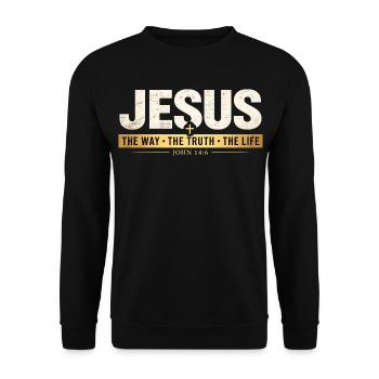 Verset biblique de Jésus, La voie de la vérité, la vie - Sweat-shirt Unisexe - noir - Devant - Alina (178cm) & Michal (187cm)
