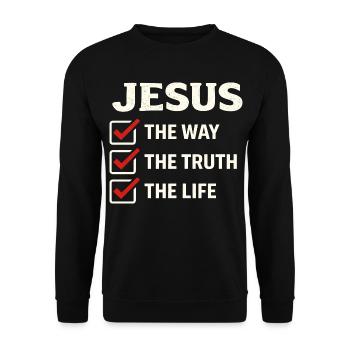 Verset biblique de Jésus, La voie de la vérité, la vie - Sweat-shirt Unisexe - noir - Devant - Alina (178cm) & Michal (187cm)