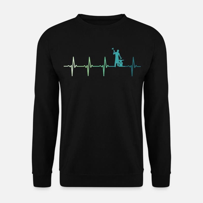 Schmiedhammer, Herzschlag, Metallarbeiter - Unisex Pullover - Schwarz