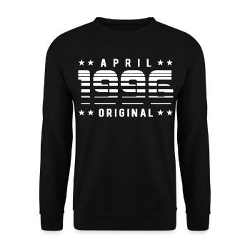 April 1996 Original Striped Vintage Geburtstag - Unisex Pullover - Schwarz - Vorne - Alina (178cm) & Michal (187cm)