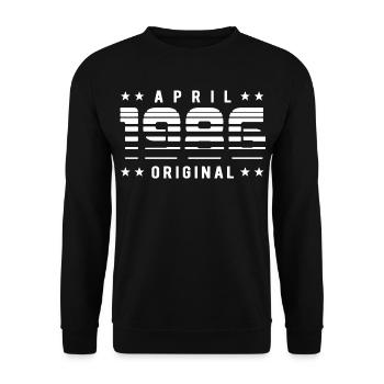 April 1986 Original Striped Vintage Geburtstag - Unisex Pullover - Schwarz - Vorne - Alina (178cm) & Michal (187cm)