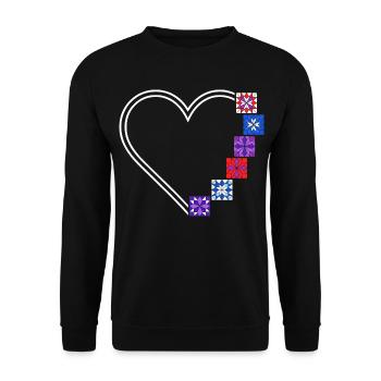 Quilting Passion | Cœurs et Blocs de Patchwork - Sweat-shirt Unisexe - noir - Devant - Alina (178cm) & Michal (187cm)