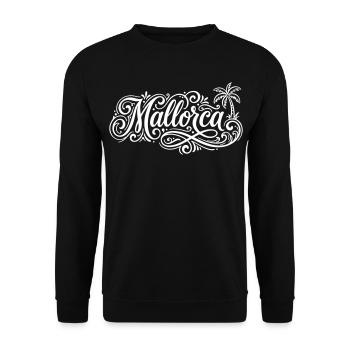 Mallorca Schrift Palmen - Unisex Pullover - Schwarz - Vorne - Alina (178cm) & Michal (187cm)