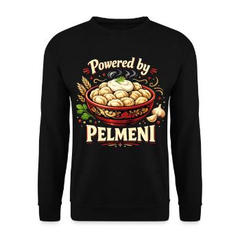 Powered by Pelmeni – Funny Russian Design - Unisex Sweatshirt - black - Front - Alina (178cm) & Michal (187cm)