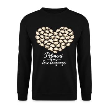 Pelmeni Heart – Pelmeni is my love language - Unisex Sweatshirt - black - Front - Alina (178cm) & Michal (187cm)