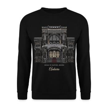 Ankara, Kunstmuseum, Handzeichnung, Türkei - Unisex Pullover - Schwarz - Vorne - Alina (178cm) & Michal (187cm)
