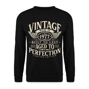 1977 Vintage Vintage Rétro Cadeau d’anniversaire - Sweat-shirt Unisexe - noir - Devant - Alina (178cm) & Michal (187cm)