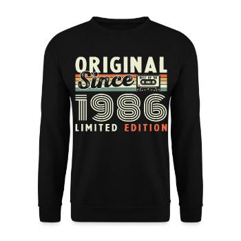 1986 Vintage Rétro Cadeau D'anniversaire - Sweat-shirt Unisexe - noir - Devant - Alina (178cm) & Michal (187cm)