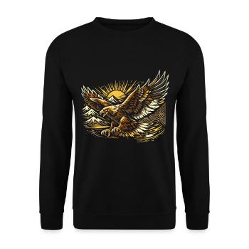 Majestätischer Steinadler Kasach - Unisex Pullover - Schwarz - Vorne - Alina (178cm) & Michal (187cm)