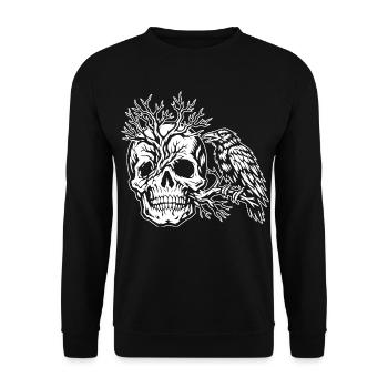Crâne, Arbre et Corbeau - Sweat-shirt Unisexe - noir - Devant - Alina (178cm) & Michal (187cm)