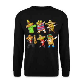 Cinco De Mayo Dabbing Charaktere Shirt - Unisex Pullover - Schwarz - Vorne - Alina (178cm) & Michal (187cm)
