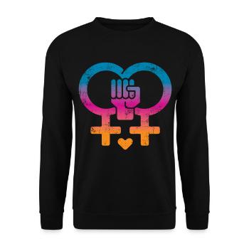 Frauenrechte Frauenpower - Unisex Pullover - Schwarz - Vorne - Alina (178cm) & Michal (187cm)