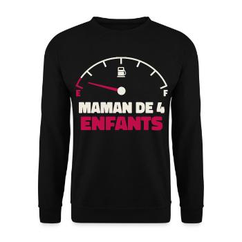 Maman de 4 Enfants Jauge Essence Humour Fatigue - Sweat-shirt Unisexe - noir - Devant - Alina (178cm) & Michal (187cm)