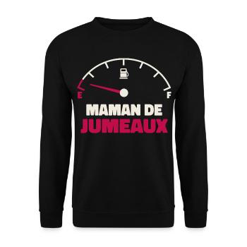 Maman de Jumeaux Jauge Essence Humour Fatigue  - Sweat-shirt Unisexe - noir - Devant - Alina (178cm) & Michal (187cm)