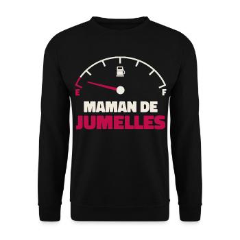 Maman de Jumelles Jauge Essence Humour Fatigue - Sweat-shirt Unisexe - noir - Devant - Alina (178cm) & Michal (187cm)