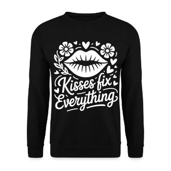 Kisses save everything - Unisex Sweatshirt - black - Front - Alina (178cm) & Michal (187cm)