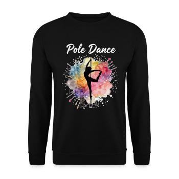Pole Dance Silhouette – Watercolor Art Design - Unisex Sweatshirt - black - Front - Alina (178cm) & Michal (187cm)