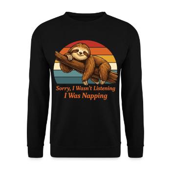 Lazy Sloth Shirt I Was Napping Funny - Unisex Pullover - Schwarz - Vorne - Alina (178cm) & Michal (187cm)