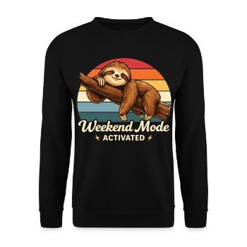 Weekend Mode Activated Sloth Shirt Funny - Unisex Pullover - Schwarz - Vorne - Alina (178cm) & Michal (187cm)