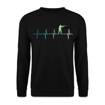 Jagd Herzschlagjäger - Unisex Pullover - Schwarz - Vorne - Alina (178cm) & Michal (187cm)
