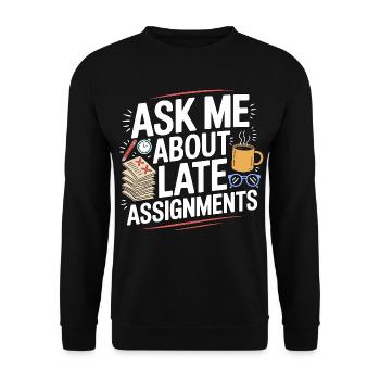Professeur de lycée Demandez-moi des sujets de la matière - Sweat-shirt Unisexe - noir - Devant - Alina (178cm) & Michal (187cm)