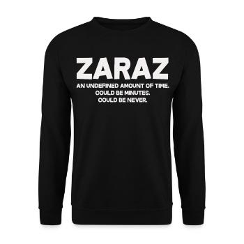 Zaraz Undefinierte Zeitspanne - Unisex Pullover - Schwarz - Vorne - Alina (178cm) & Michal (187cm)