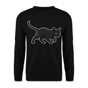 Black Cat Silhouette Panther Hunter Vintage - Unisex Pullover - Schwarz - Vorne - Alina (178cm) & Michal (187cm)