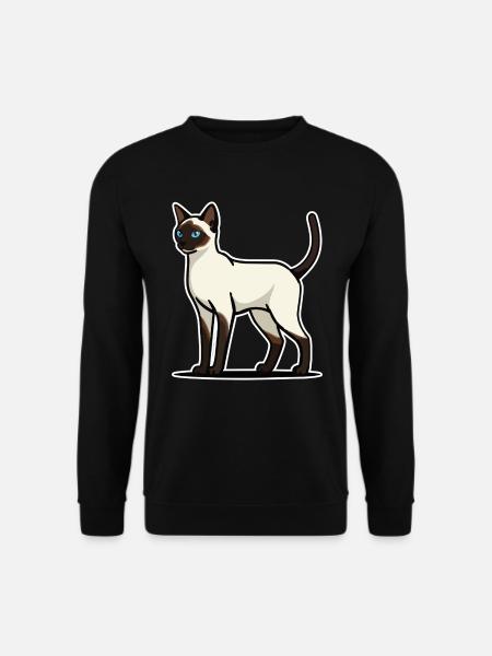 Chat Siamois Élégant Yeux Bleus Portrait Retro - Sweat-shirt Unisexe - noir