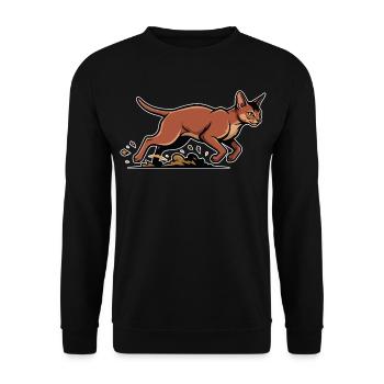 Abessinische Katze Laufgeschwindigkeits-Porträtsport - Unisex Pullover - Schwarz - Vorne - Alina (178cm) & Michal (187cm)