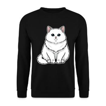 White Cat Fluffy Blue Eyes Majestic Portrait - Unisex Sweatshirt - black - Front - Alina (178cm) & Michal (187cm)