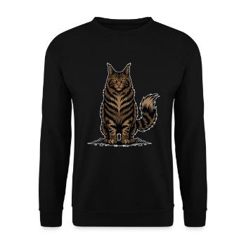 Maine Cat Coon Brown Tabby Majestic Portrait - Unisex Sweatshirt - black - Front - Alina (178cm) & Michal (187cm)