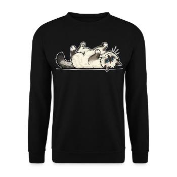 Grey Tabby Cat Marauding Hunter Portrait - Unisex Sweatshirt - black - Front - Alina (178cm) & Michal (187cm)