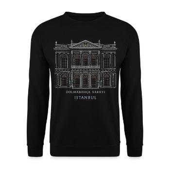 Dolmabahce Palast Silhouette Istanbul , Zeichnung - Unisex Pullover - Schwarz - Vorne - Alina (178cm) & Michal (187cm)