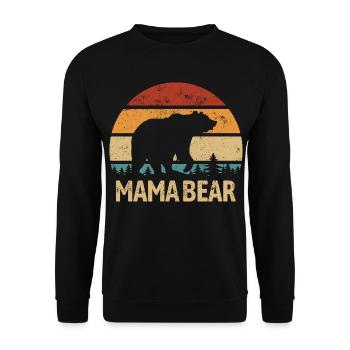 Mama Bear - Muttertag - Vintage Geschenk - Unisex Pullover - Schwarz - Vorne - Alina (178cm) & Michal (187cm)