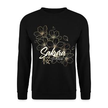 Japanese Sakura Cherry Blossoms - Unisex Sweatshirt - black - Front - Alina (178cm) & Michal (187cm)