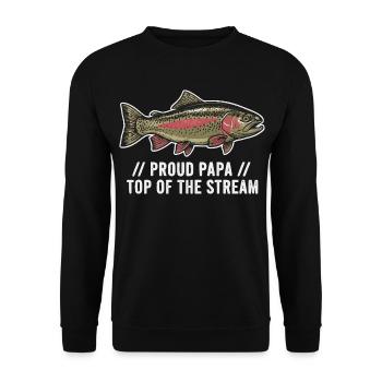 Proud Papa Fishing Trout - Unisex Sweatshirt - black - Front - Alina (178cm) & Michal (187cm)