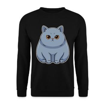 Blue Shorthair British Cat Cute Round Portrait - Unisex Sweatshirt - black - Front - Alina (178cm) & Michal (187cm)