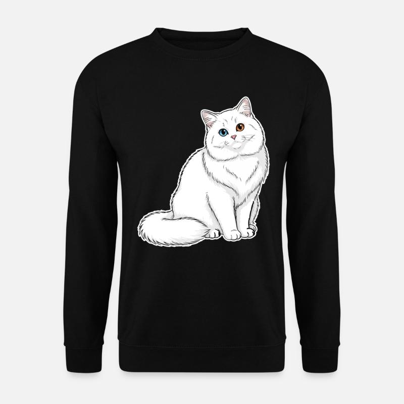 Weiße Katzen-Angora-Augen Minnows-Porträt Elegant - Unisex Pullover - Schwarz
