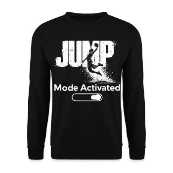 Jump Mode Activated Shirt Basketball Dunk - Unisex Pullover - Schwarz - Vorne - Alina (178cm) & Michal (187cm)