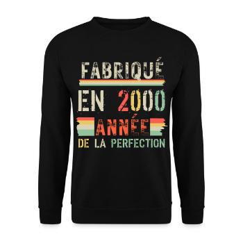 Fabriqué en 2000 – Année de perfection - Sweat-shirt Unisexe - noir - Devant - Alina (178cm) & Michal (187cm)