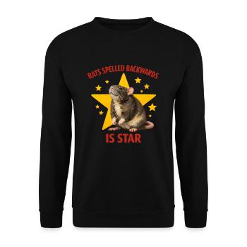 RATS spelled BACKWARDS is STAR ! Funny Rat Design - Unisex Pullover - Schwarz - Vorne - Alina (178cm) & Michal (187cm)