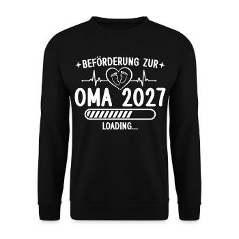 Beförderung zur Oma 2027 – Enkelkind Loading - Unisex Pullover - Schwarz - Vorne - Alina (178cm) & Michal (187cm)