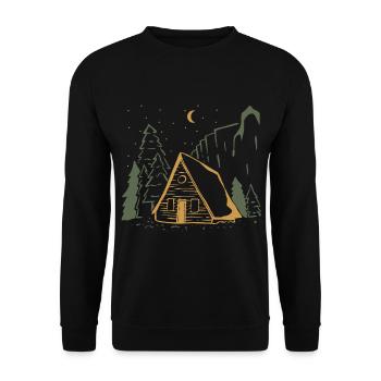 Moonlit Rustic Cabin Night - Unisex Sweatshirt - black - Front - Alina (178cm) & Michal (187cm)