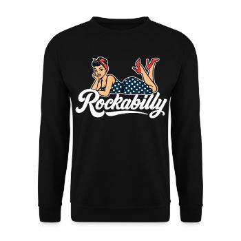 Pin-Up Rockabilly : Femme vintage en robe jupon - Sweat-shirt Unisexe - noir - Devant - Alina (178cm) & Michal (187cm)